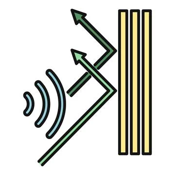 Soundproofing acoustic insulation system reducing noise icon Ilustración de archivo