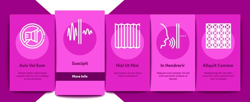 Soundproofing Building Material Onboarding Elements Icons Set Vector Stock Illustration