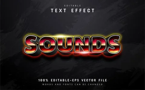 Sounds text, 80s red gradient style text effect Stock Illustration