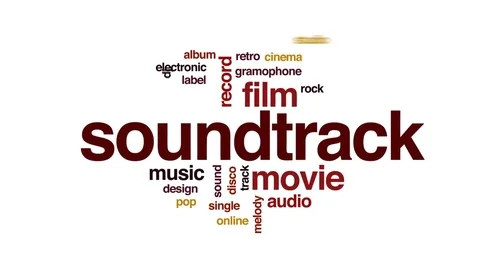 Soundtrack animated word cloud, text design animation. Stock Footage