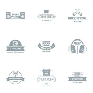 Soundtrack logo set, simple style Stock Illustration