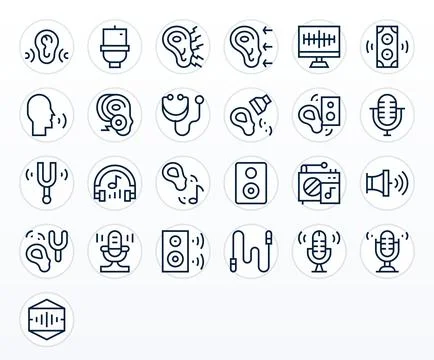 Soundwave Complete Vector Package with 25 Retina Ready Regular Line Pixel A.. Stock Illustration