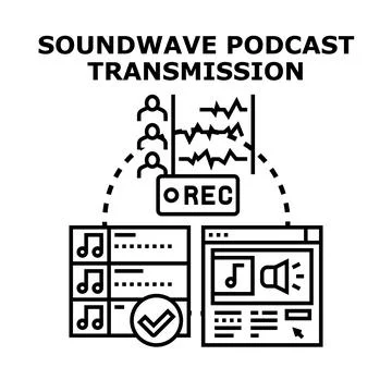 Soundwave podcast transmission stream casting concept Stock Illustration