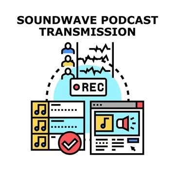 Soundwave podcast transmission stream casting concept Stock Illustration