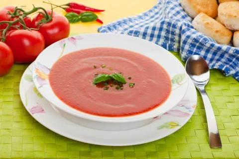 Soup and biscuits Foto stock