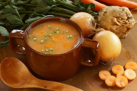 Soup and vegetables Stock Photos