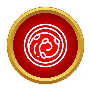 Soup bowl icon on red button with gold border Stock Illustration