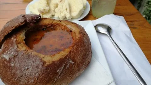 The soup in the bread Stock Photos