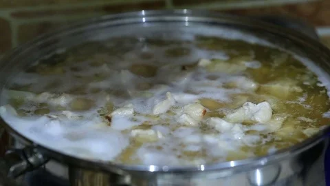 Soup is brewed on a plate Stock Footage 70685183