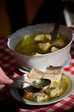 Soup with codfish Stock Photos