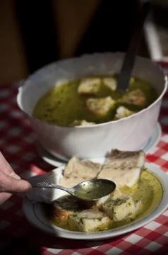 Soup with codfish Stock Photos