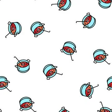 Soup cooking from tomato vector seamless pattern Illustrazione stock