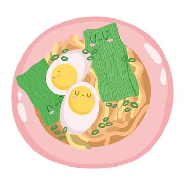 Soup eggs kawaii Stock Illustration
