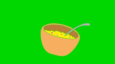 Soup hand drawn green screen. floating loop animation Stock Footage 128071306