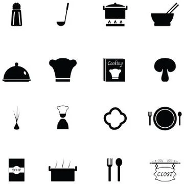 Soup icon set Illustrazione stock