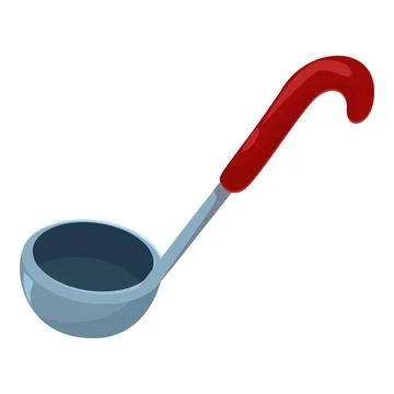 Soup ladle with red handle for serving hot dishes Illustration