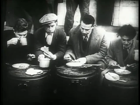 Soup Lines from the Great Depression Stock Footage