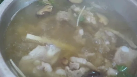 Soup made from pork chops Stock Footage 70613368