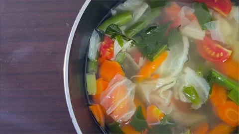 Soup made from vegetable and fruit. an Indonesian or asian food. 스톡 동영상 155569660