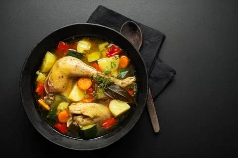 Soup with meat and vegetable Stock Photos