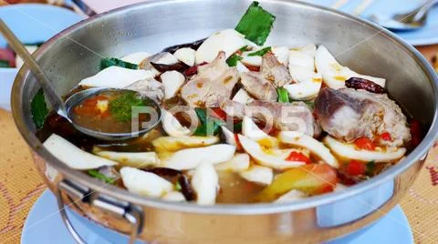 Soup with meat and vegetables Stock Photos