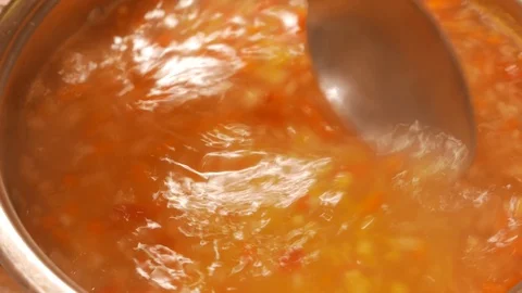 Soup with meat balls. 4K UHD Stock Footage 73338598