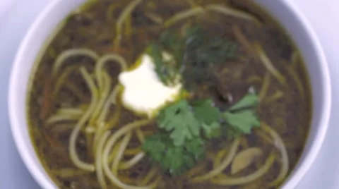 Soup with meat. View from above Video stock 68188752