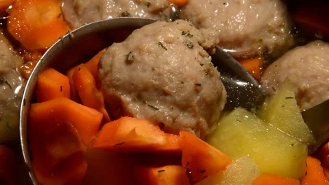 Soup with meatballs and dill Stock Footage 328580734