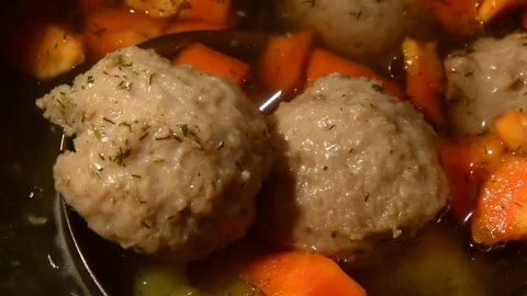 Soup with meatballs and dill Stock Footage 328580783