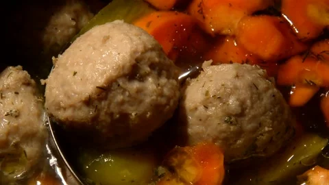 Soup with meatballs and dill Stock Footage 328580834