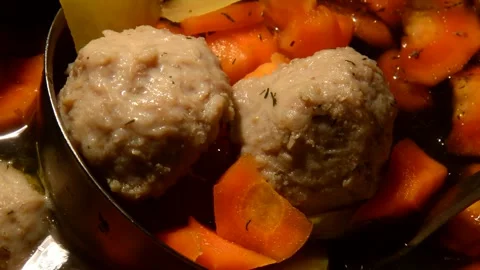 Soup with meatballs and dill Stock Footage 328580845