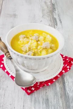 Soup with meatballs Stock Photos