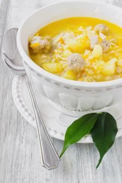 Soup with meatballs Stock Photos