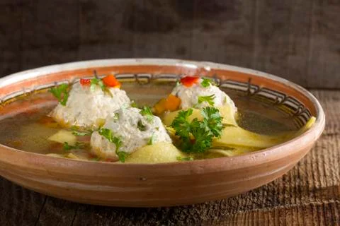 Soup with meatballs Foto stock