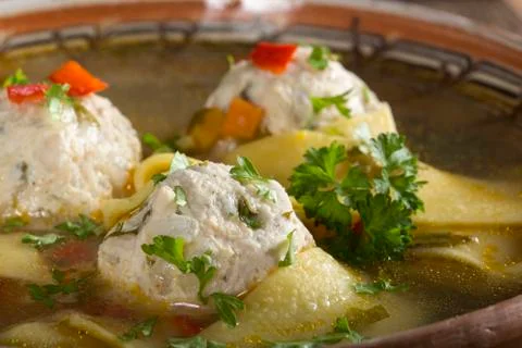 Soup with meatballs Foto stock