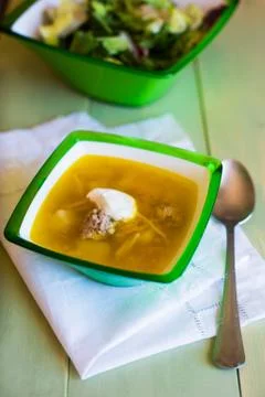 Soup with meatballs Foto stock