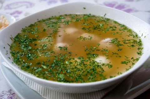 Soup with meatballs . Foto stock
