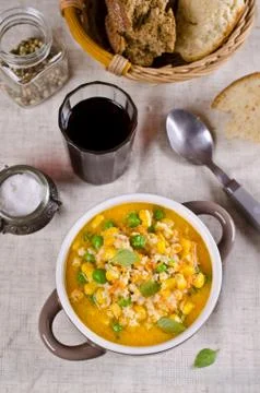 Soup with pasta Stock Photos