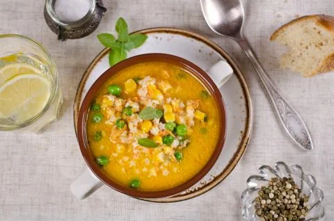 Soup with pasta Stock Photos