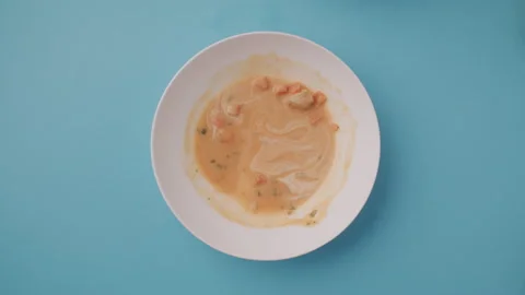 Soup on a Plate in Stop Motion Stock Footage 255678102