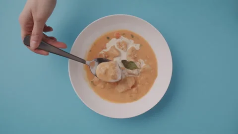 A soup on a Plate in Stop Motion Stock Footage 255678368