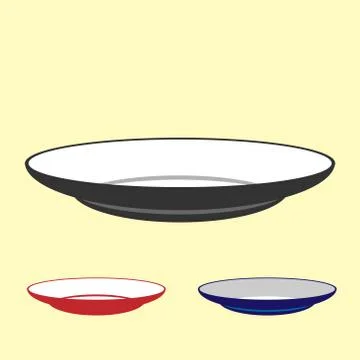 Soup plates icon set. Tree different isolated kind of images for any use. Flat Stock Illustration