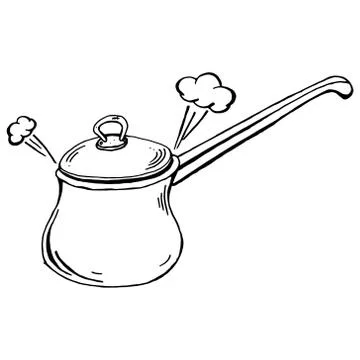 Soup pot. Vector illustration of a pot of porridge. Hand drawn kitchen pot. P Stock Illustration