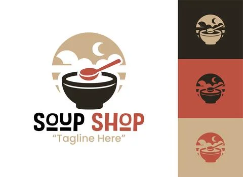 Soup Shop Logo Creative Cozy Cafe Branding Stock Illustration