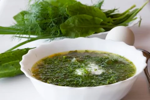 Soup with sorrel Stock Photos