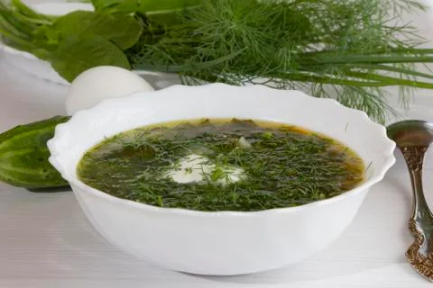 Soup with sorrel Stock Photos