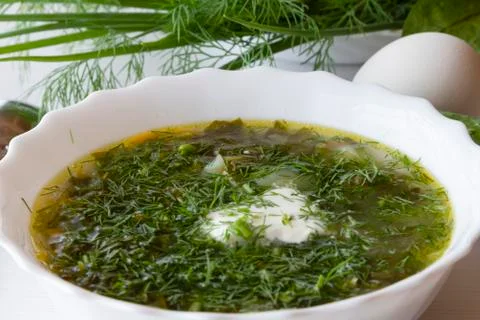 Soup with sorrel Stock Photos