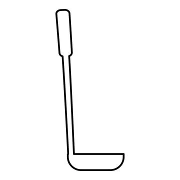 Soup spoon ladle scoop Kitchenware contour outline icon black color vector il Stock Illustration