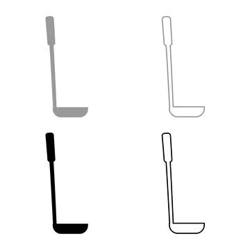 Soup spoon ladle scoop Kitchenware set icon grey black color vector illustrat Stock Illustration