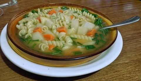Soup, sweet, bread Stock Photos